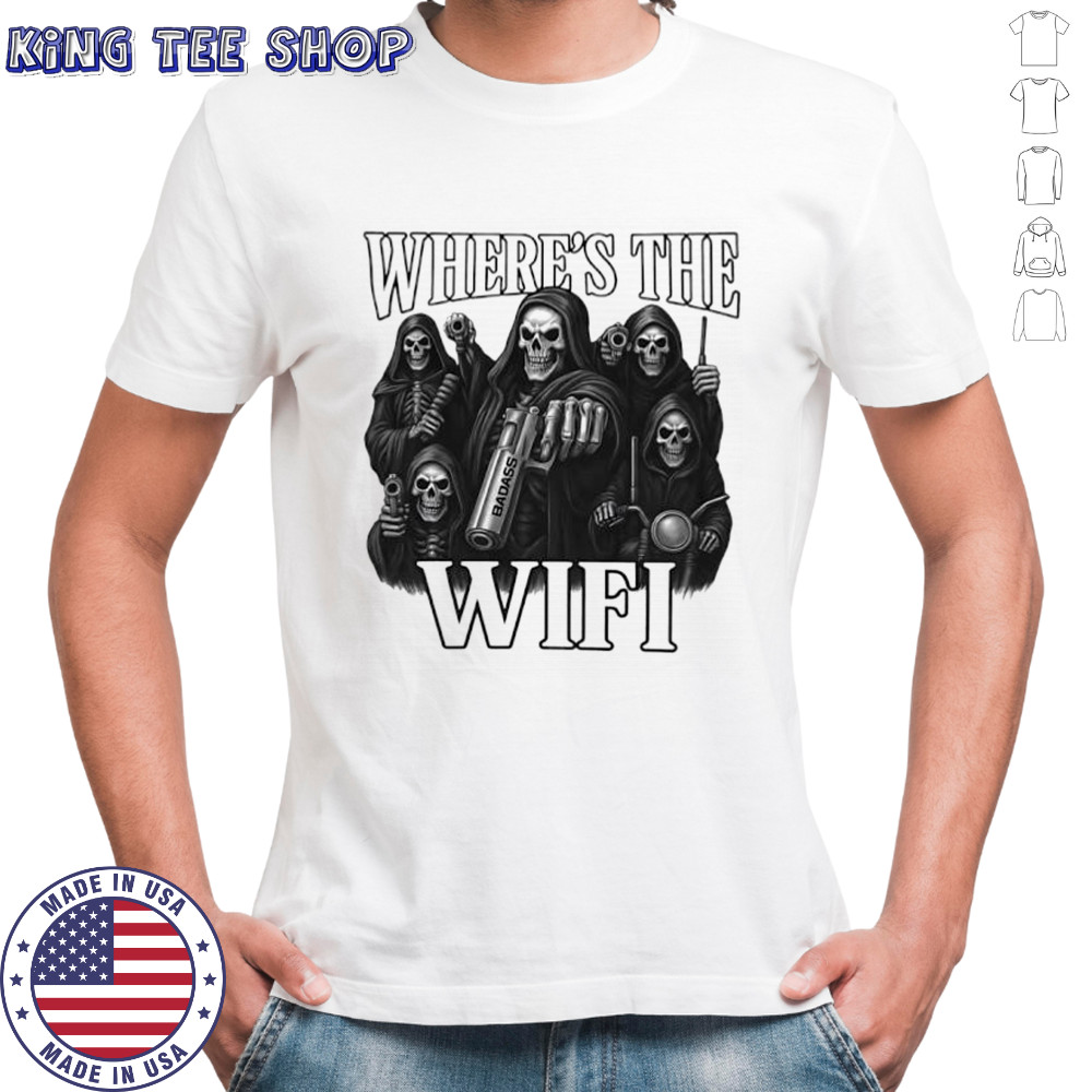 Where’s the wifi death gun funny meme shirt