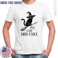 Yes i can drive a stick Funny Halloween Cat Witch Spooky shirt