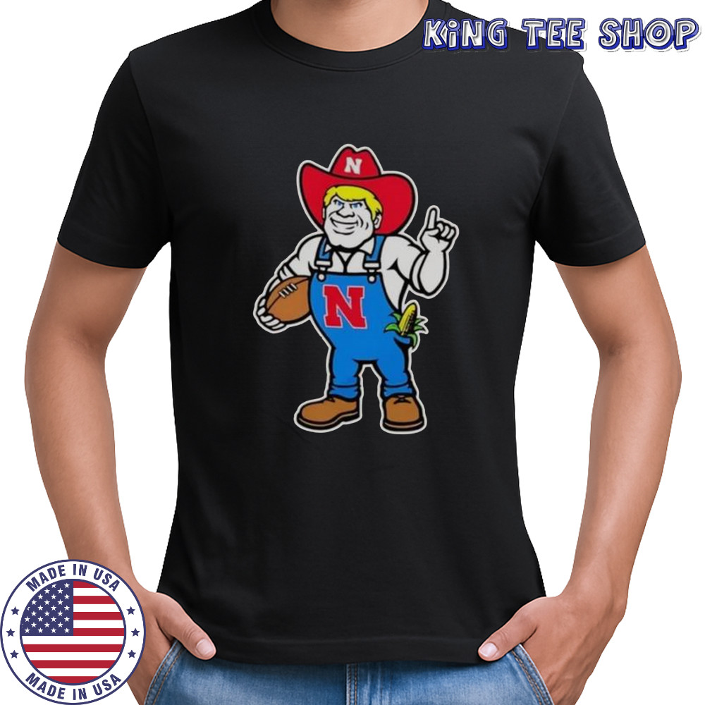 Andrew Whitworth Ryan Fitzpatrick Wearing Nebraska Huskers Herbie Mark Mascot T-Shirt