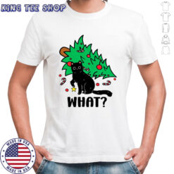 Black cat causing trouble What Christmas tree Xmas shirt