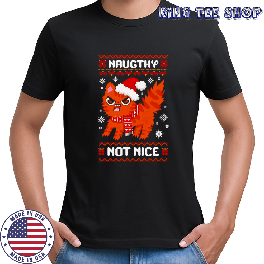 Cat Christmas naughty not nice shirt