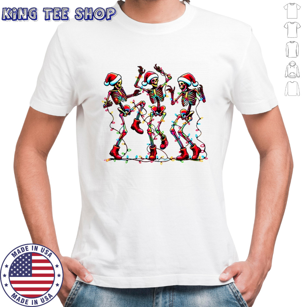 Dancing skeleton Santa hat Merry Christmas 2025 shirt