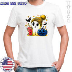 Ghost Halloween x Pittsburgh Steelers football beanie pumpkin bats shirt