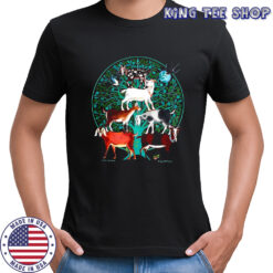 Goat tree swallow folk art style shirt
