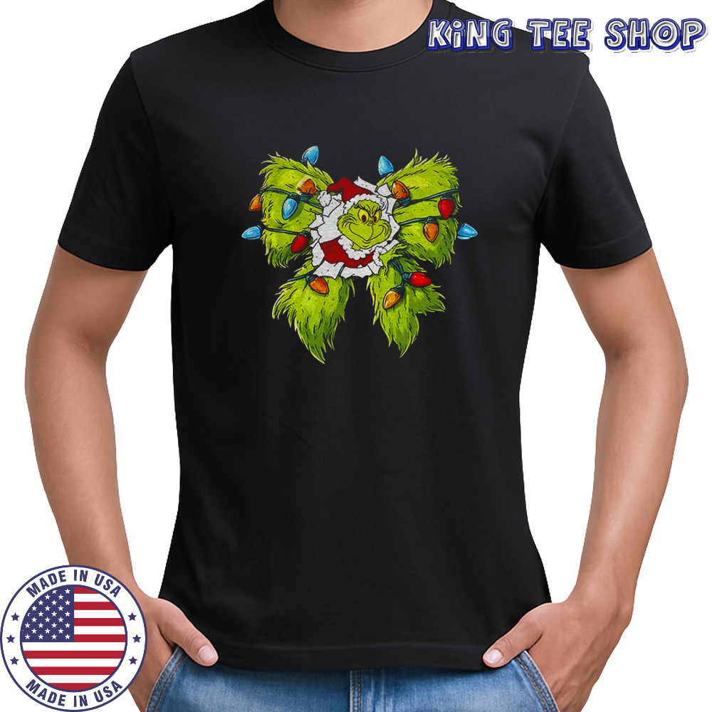 Grinch Santa hat bow Christmas 2025 shirt