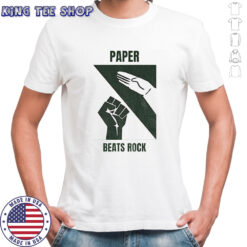 Hands paper beats rock shirt