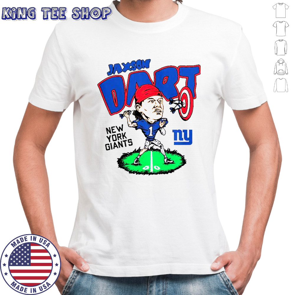 Homage Jaxson Dart Ash New York Giants Caricature T-Shirt