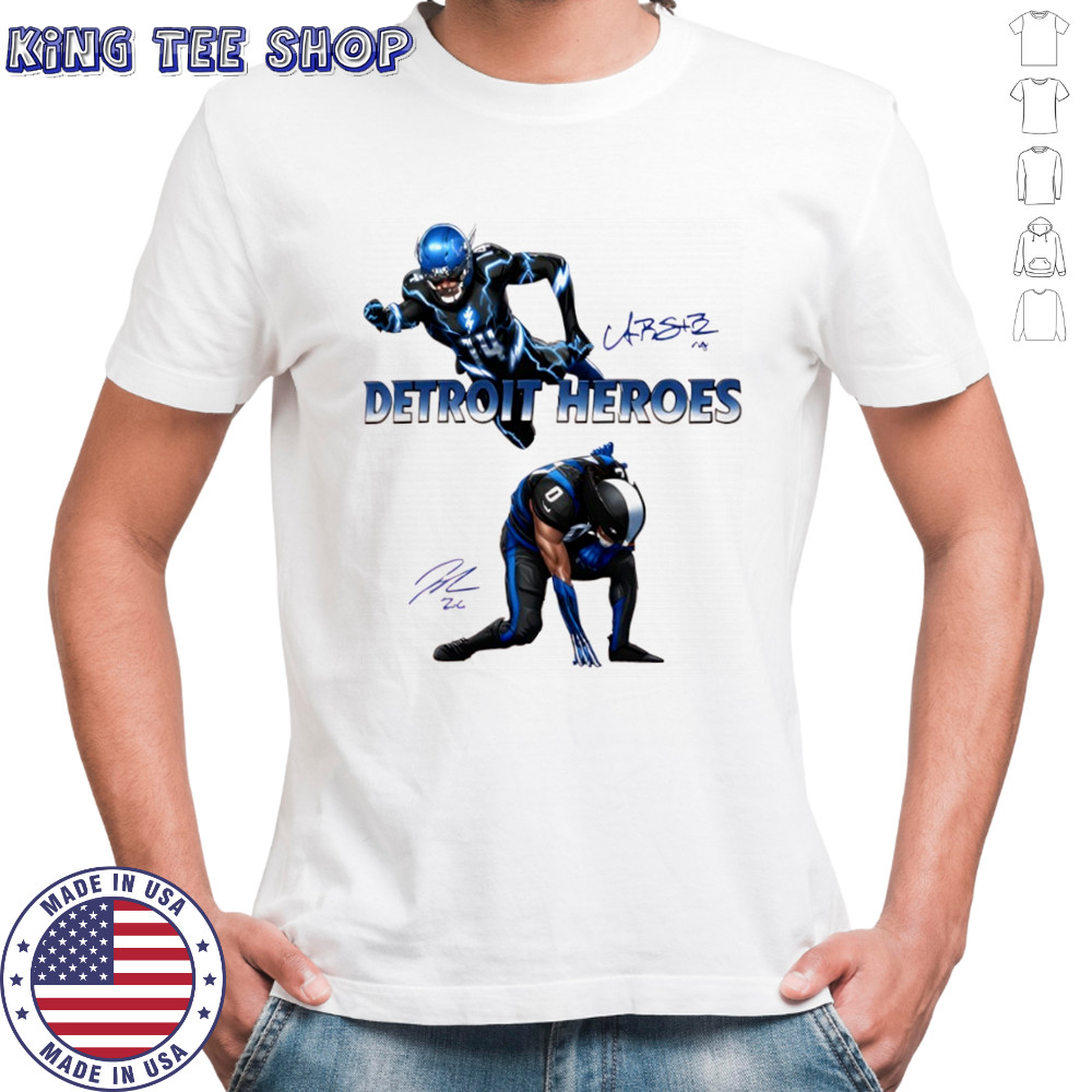 Jahmyr Gibbs And Amon Ra St Brown Detroit Heroes 2025 Shirt