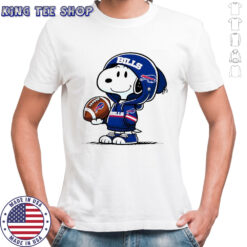 Snoopy wears Buffalo Bills hoodie logo shirt