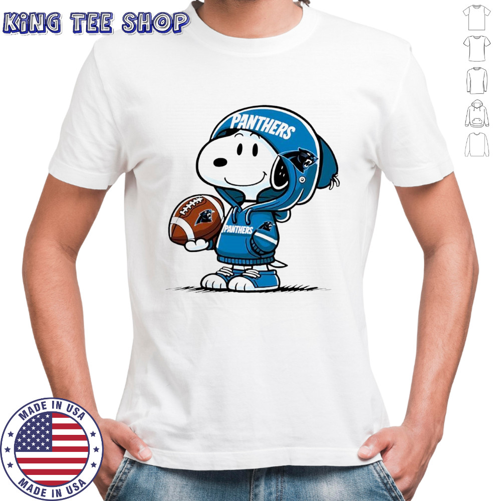 Snoopy wears Carolina Panthers hoodie logo shirt