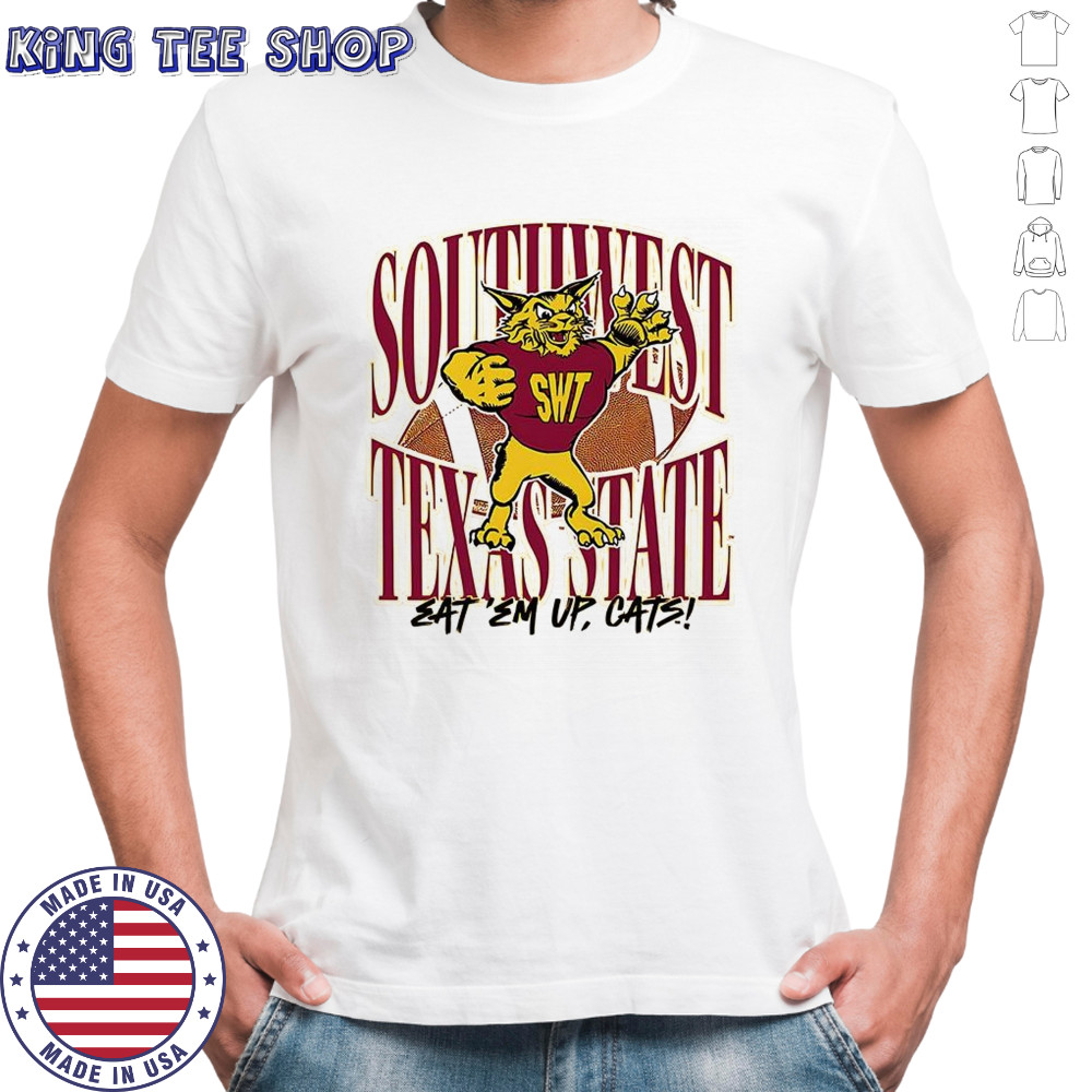 Southwest Texas State 1990s eat ’em up cats mascot shirt
