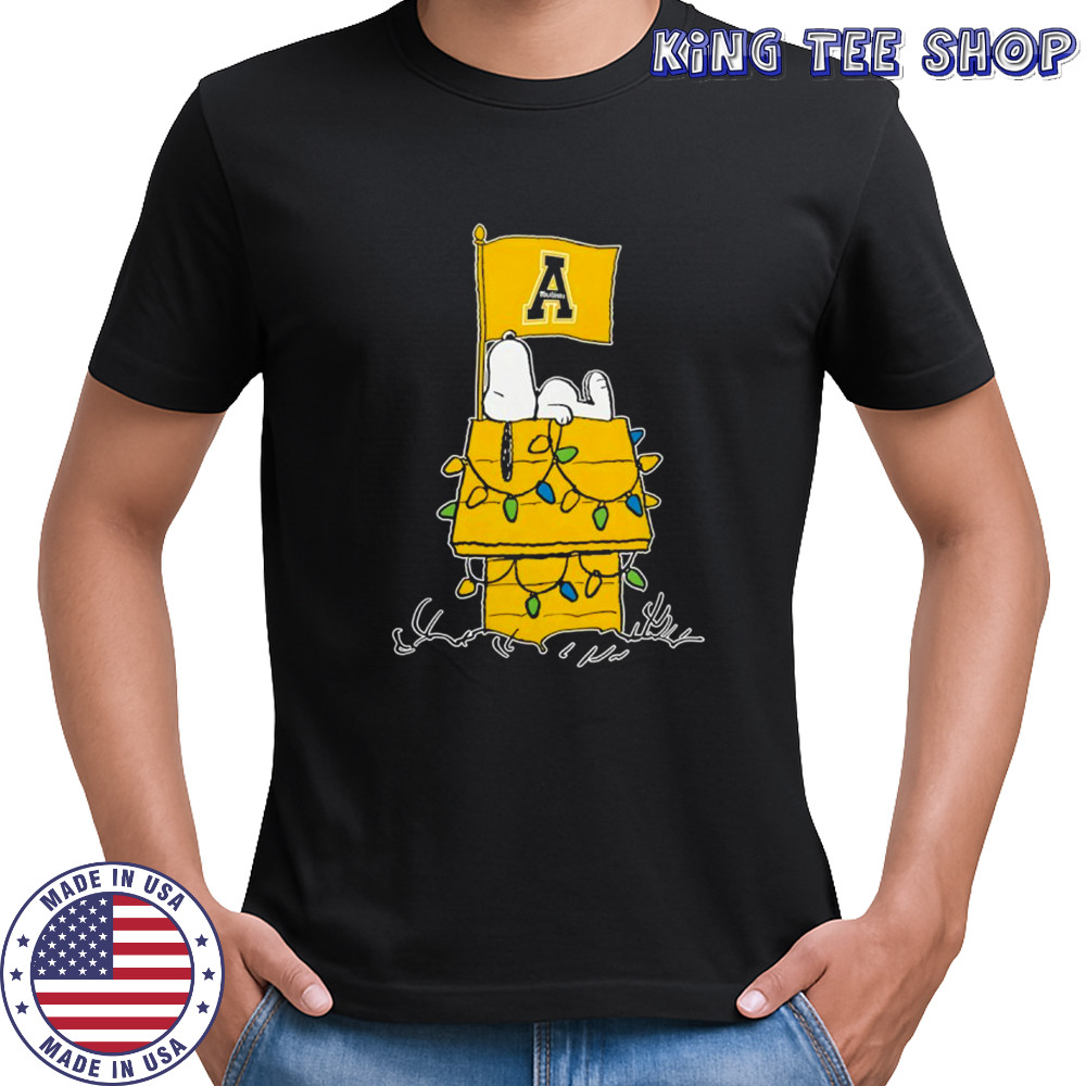 App State Mountaineers Snoopy house holiday lights shirt