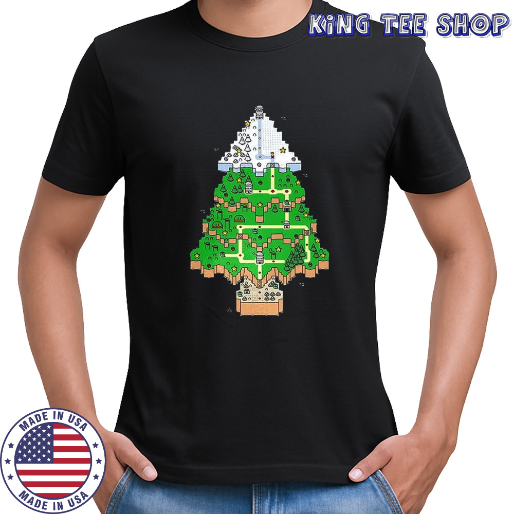 Christmas tree map classic video game world shirt