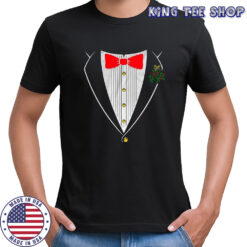 Christmas Tuxedo bow and mistletoe shirt