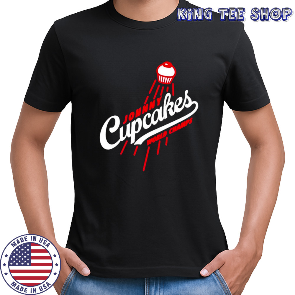 Johnny cupcakes World Champs style Los Angeles Dodgers logo shirt