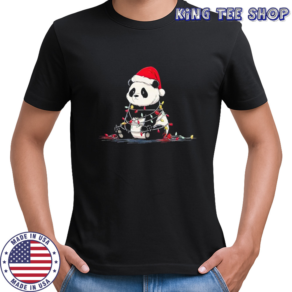 Panda Christmas Graphics Animal Lights Lover shirt