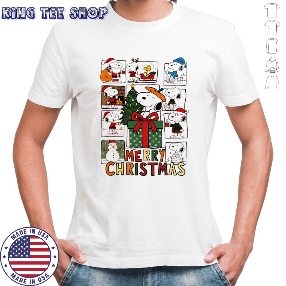 Peanuts comic merry Chrismas themed scenes shirt