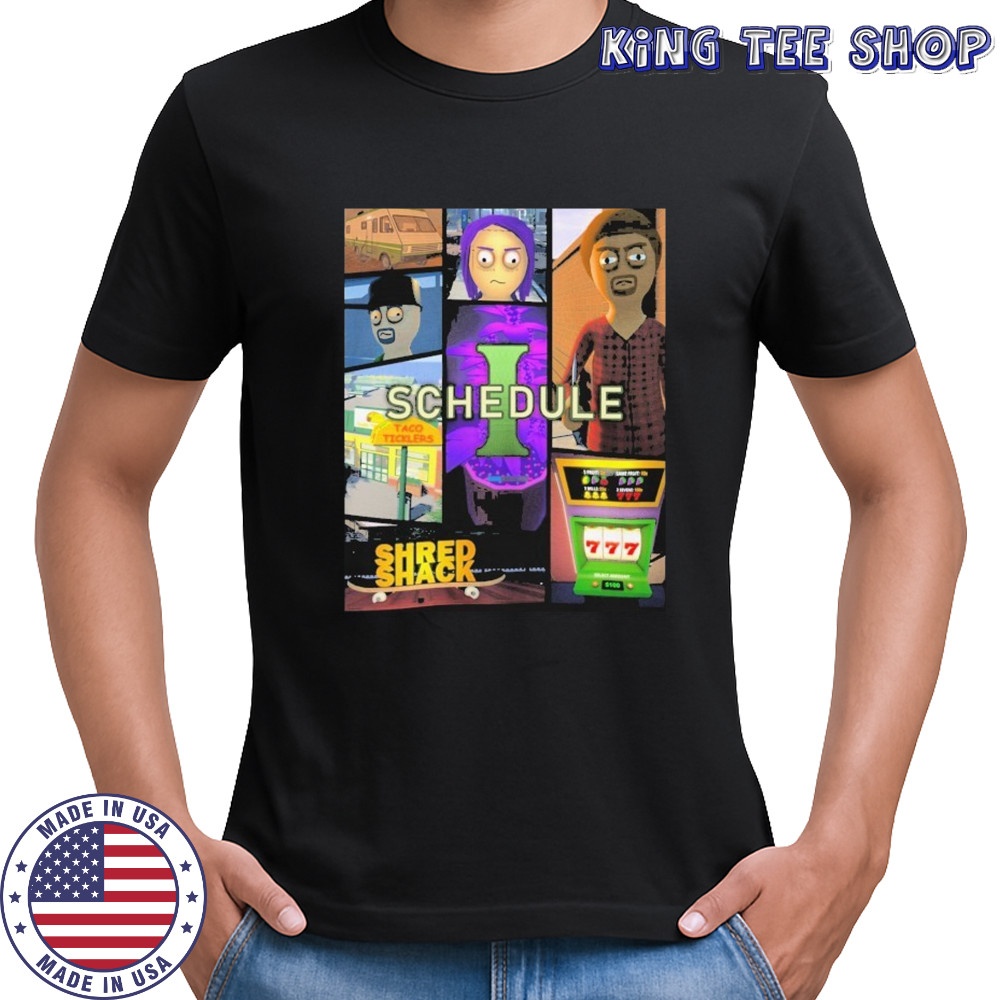 Schedule Shred Shack Game Cover T-shirt