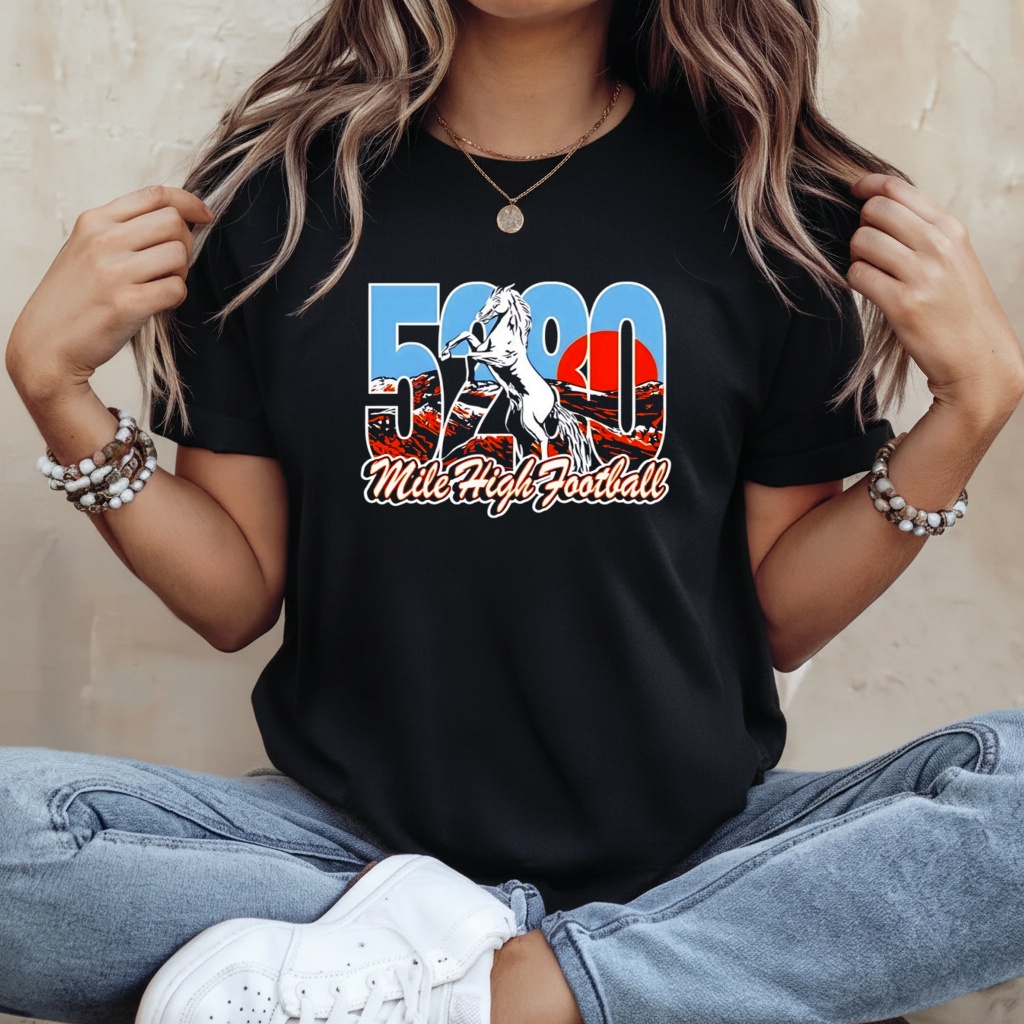 5280 Mile High Blaze Football T-shirt