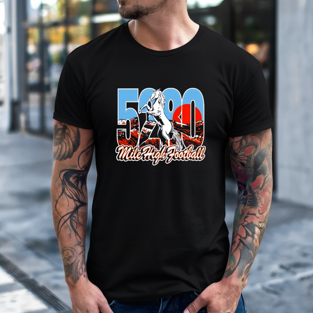 5280 Mile High Blaze Football T-shirt