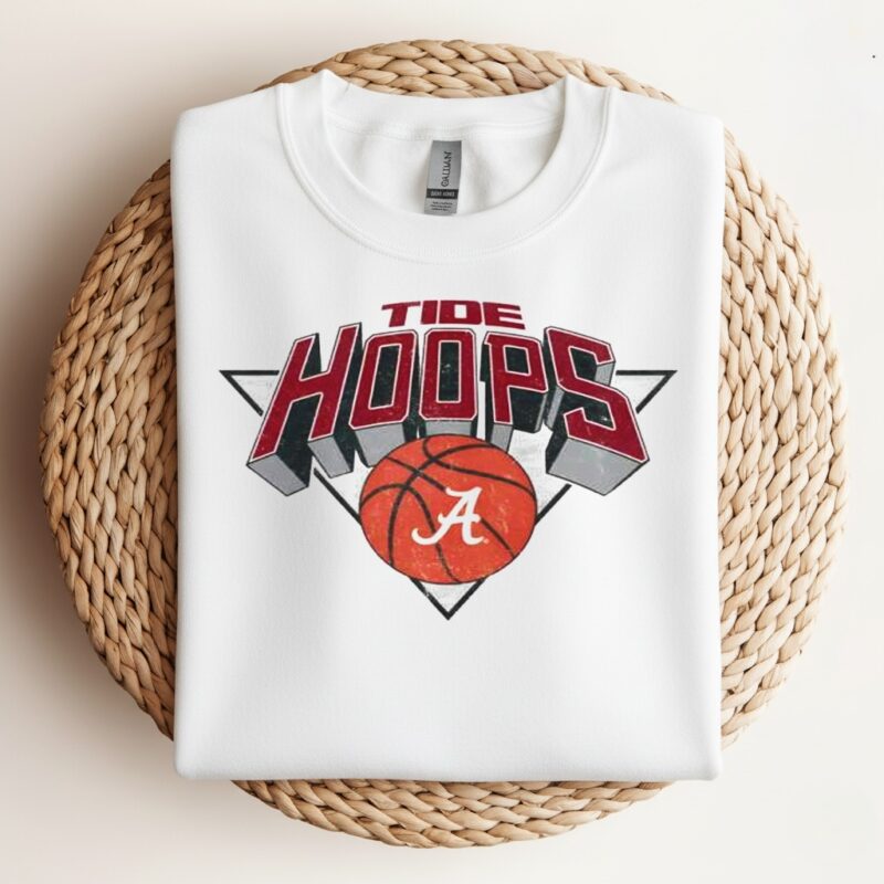 Alabama Crimson Retro Tide Hoops logo_Crewneck Sweatshirt