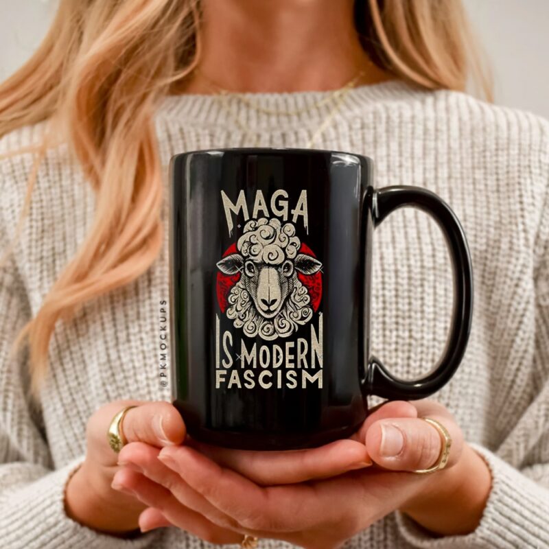 Anti Fascist Sheep Maga is modern fascism_Ceramic Mug