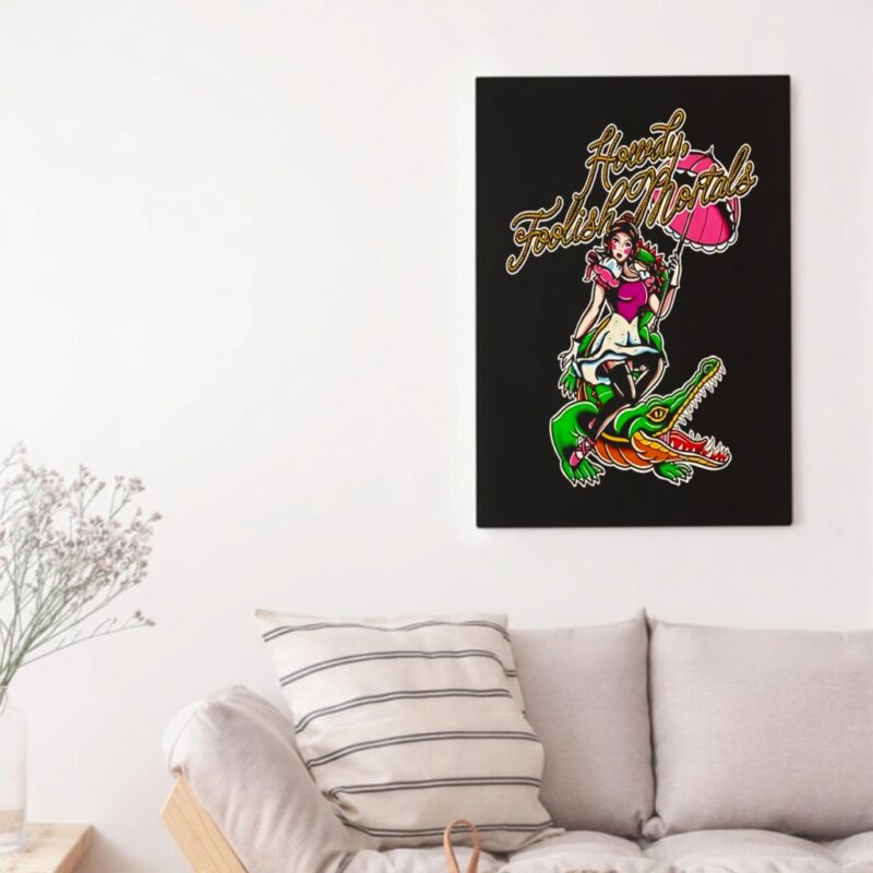 Beautiful girl riding crocodile Howdy Foolish Mortals_Canvas