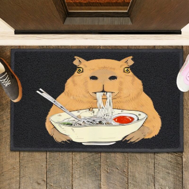 Capybara eat Ramen Japanese_Rubber Doormat