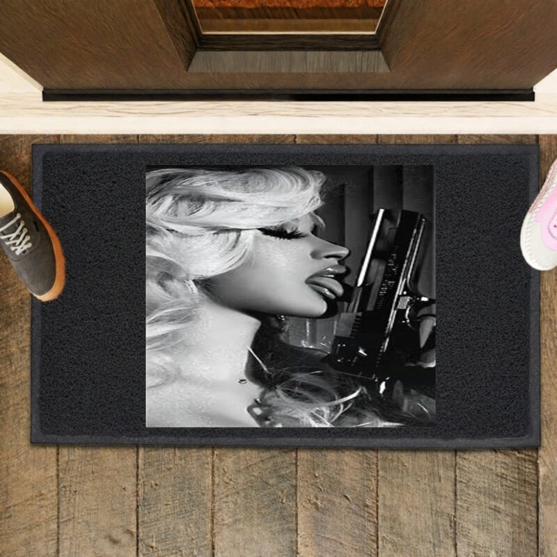 Cardi licks pistol vintage_Rubber Doormat
