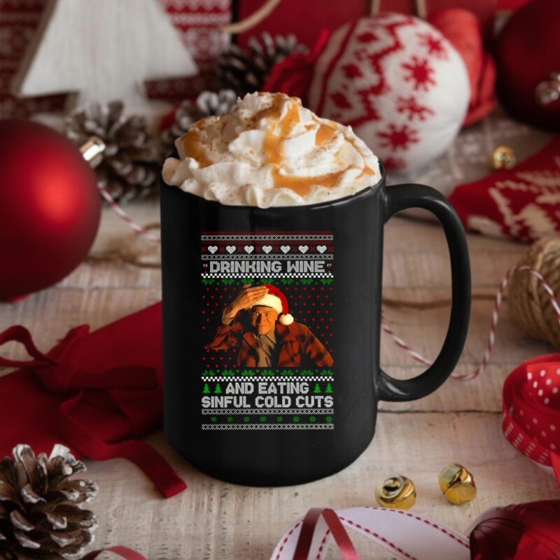 Charlie Hunnam Ed Gein drinking wine sinful cold cuts ugly Christmas_Mug