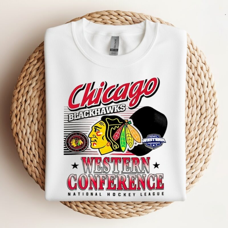 Chicago Blackhawks NHL Wastern Conference logo and ball_Crewneck Sweatshirt
