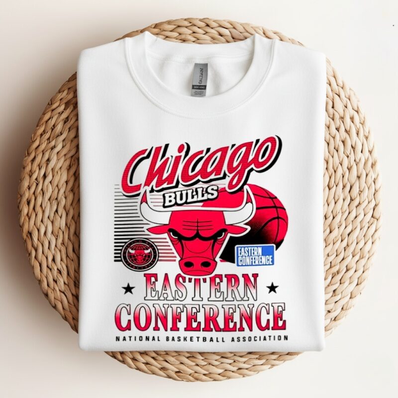 Chicago Bulls NBA Eastern Conference logo and ball_Crewneck Sweatshirt