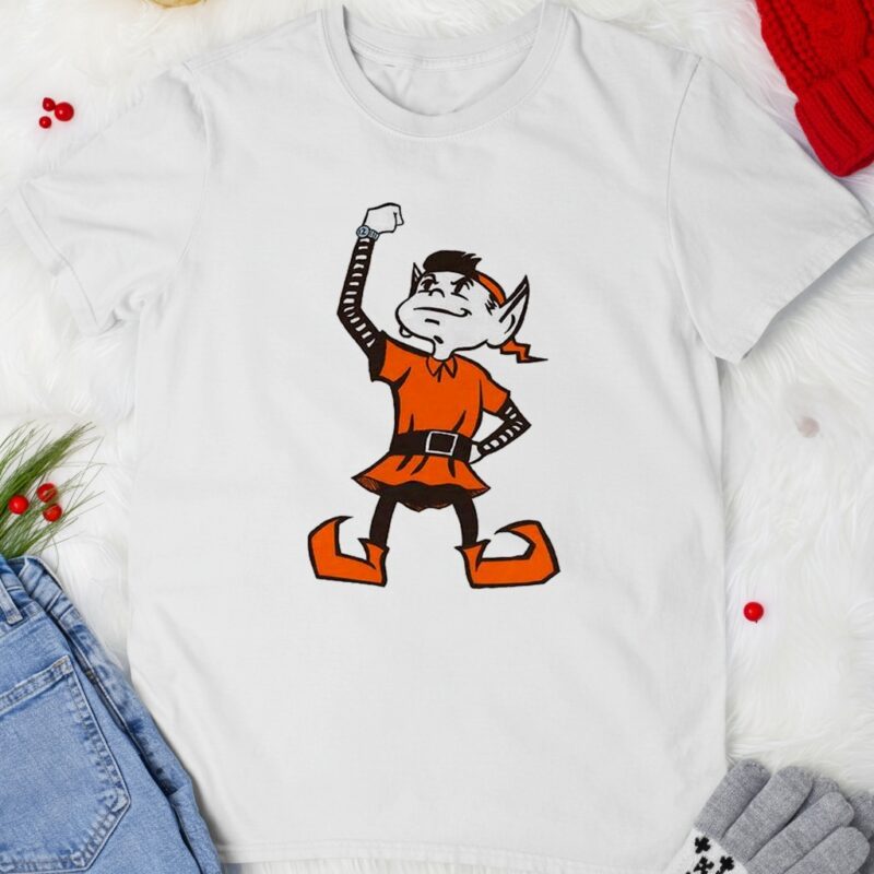Cleveland Browns Brownie the Elf wrist up mascot_T-shirt