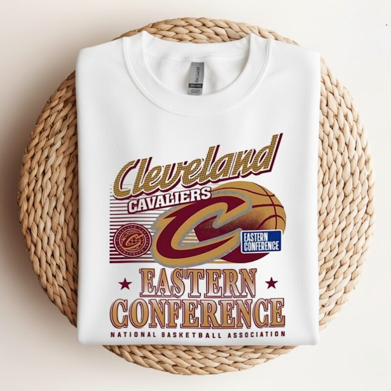 Cleveland Cavaliers NBA Eastern Conference logo and ball_Crewneck Sweatshirt