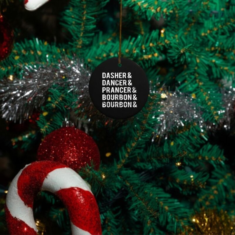 Dasher Dancer Prancer Bourbon holiday joke Christmas_Ornaments