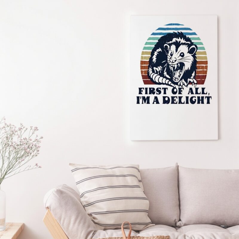 Delightful Unhinged Possum vintage graphic_Canvas