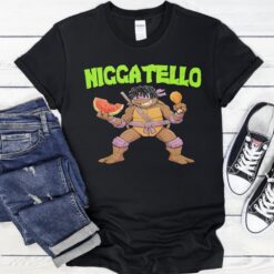Donatello holding watermelon and chicken drumstick Teenage Mutant Ninja Turtles Niggatello shirt