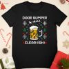 Door Bumper Clear ish beer mug with headphones and Christmas lights shirt