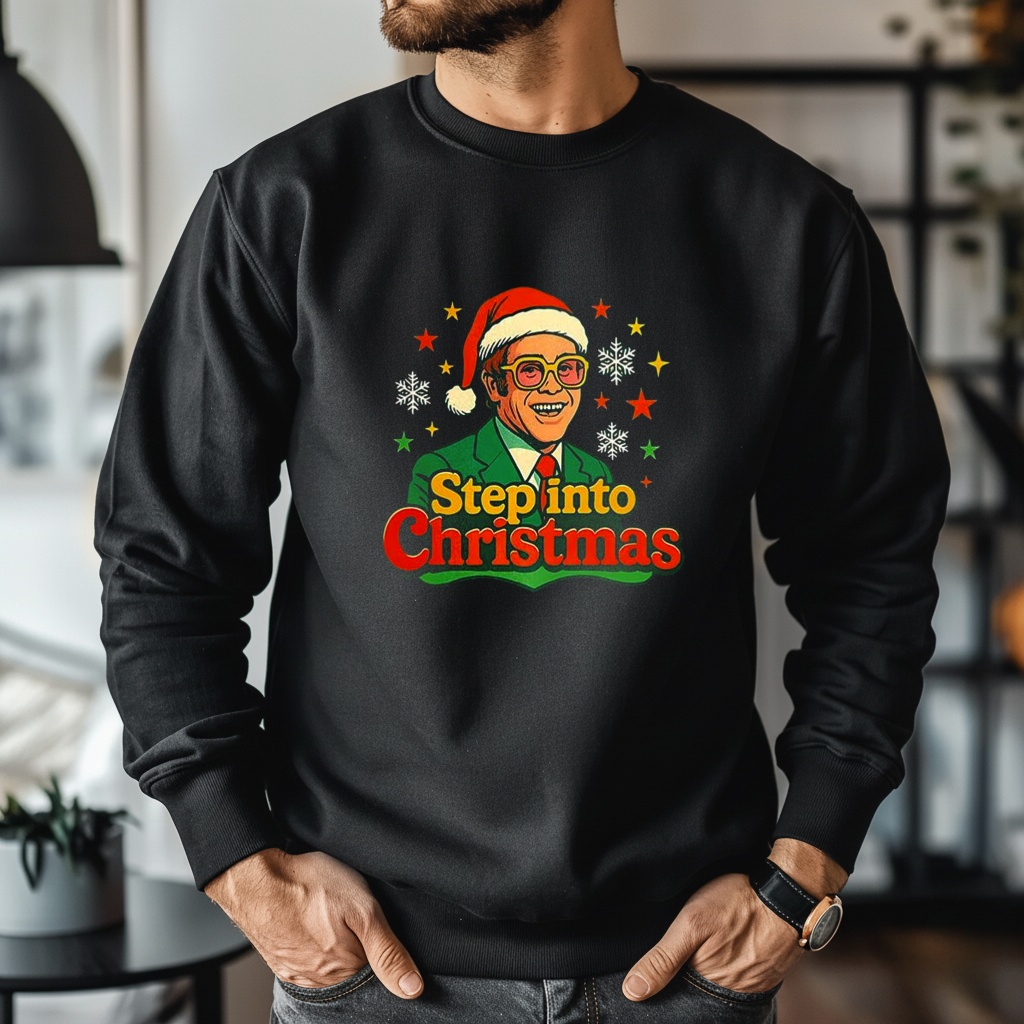 Elton John Step Into Christmas Cartoon Shirt