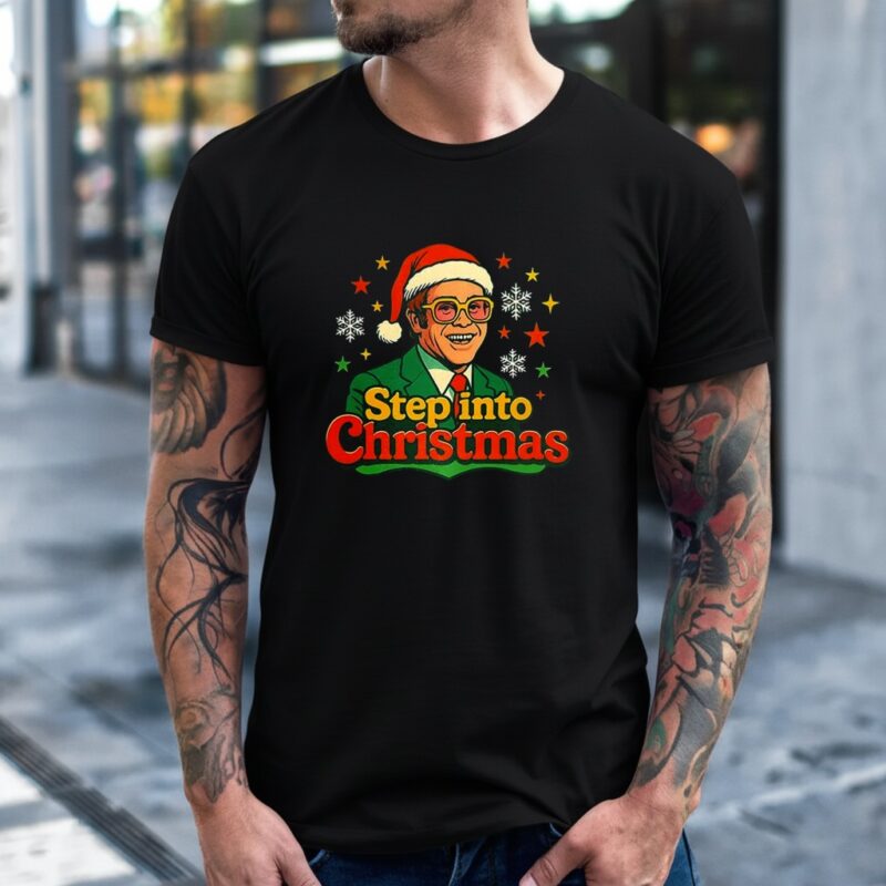 Elton John Step Into Christmas Cartoon Shirt