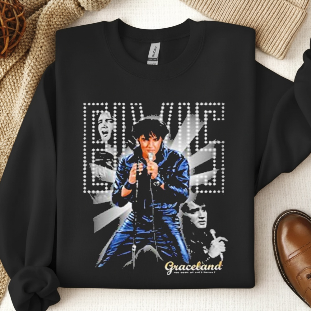Elvis Presley Graceland 68 Special Leather Collage T-shirts