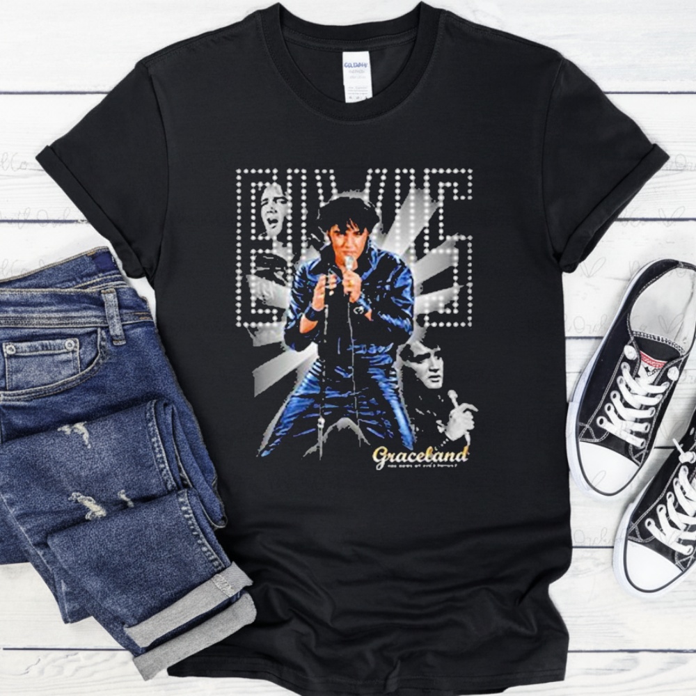 Elvis Presley Graceland 68 Special Leather Collage T-shirts