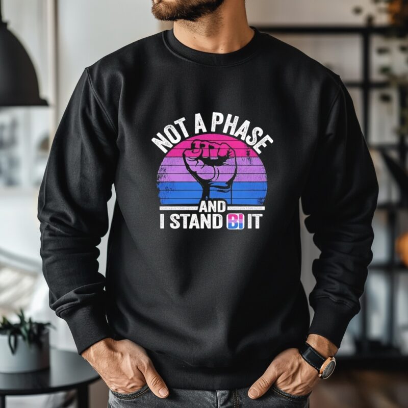 Fist not a phase and I stand bi it retro_Crewneck Sweatshirt