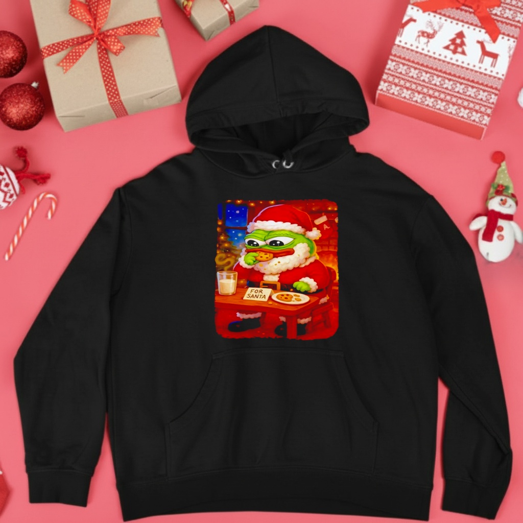 Frog Santa eat cookies Christmas shirt