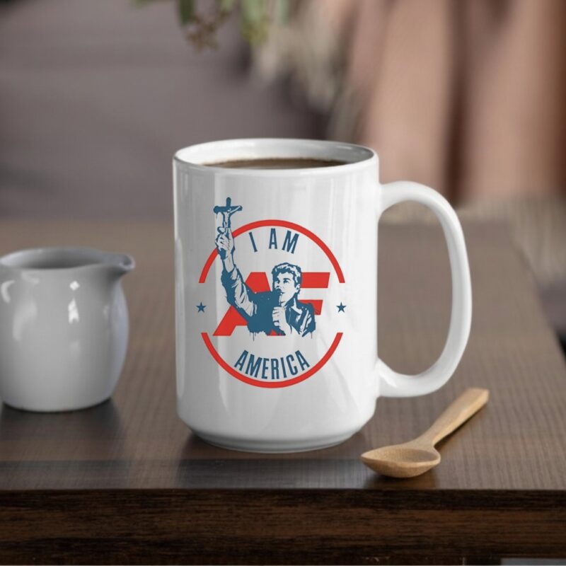 Fuentes I am America first crucifix_Mug