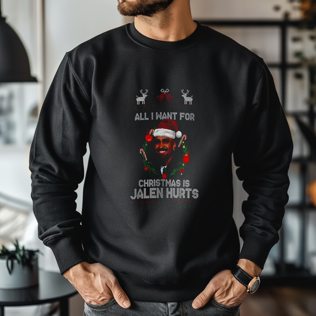 Funny All I Want For Christmas Is Jalen Hurts Football Fan Eagles Shirt