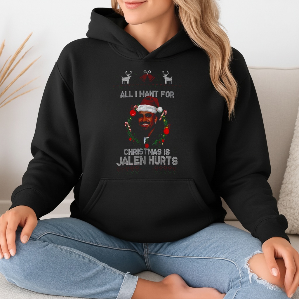 Funny All I Want For Christmas Is Jalen Hurts Football Fan Eagles Shirt