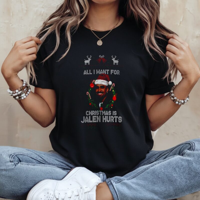 Funny All I Want For Christmas Is Jalen Hurts Football Fan Eagles_Ladies T-Shirt