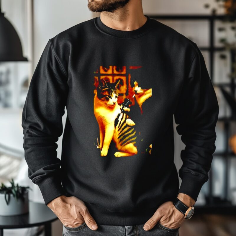 Funny Cat Tattoo Together Meme graphic_Crewneck Sweatshirt