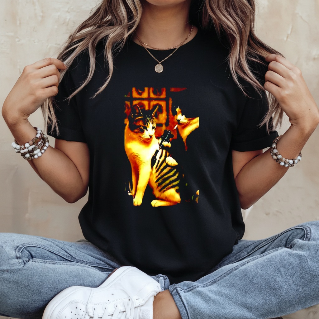 Funny Cat Tattoo Together Meme Graphic Shirt